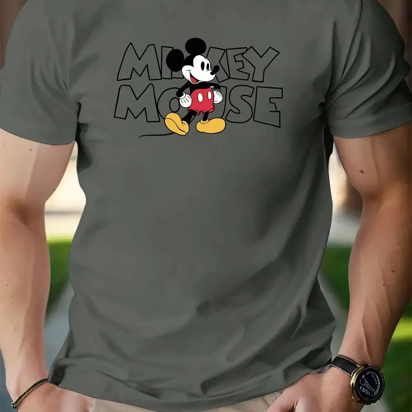 2026 شتاء دافئ جديد تي شيرت ميكي ليوبارد مطبوعة الجولة الرقبة مايكرو تمتد قصيرة الأكمام تي شيرت غير رسمي تنفس حجم كبير