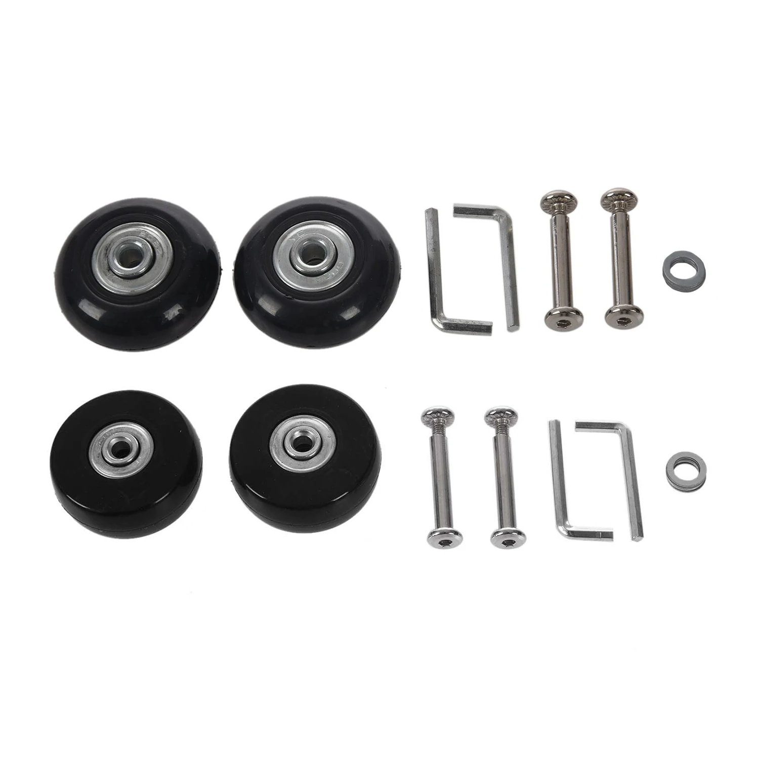 

4 Set Luggage Suitcase / Inline Outdoor Skate Replacement Wheels Black 45X19Mm & 50x20x6.1 Mm