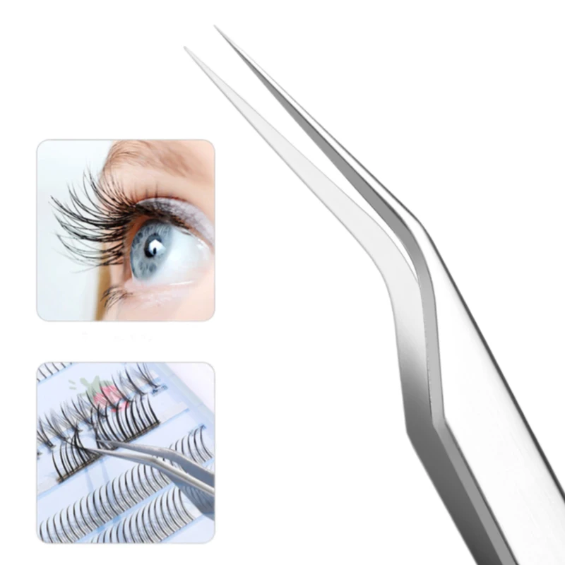 Ensemble de pincettes à cils en acier inoxydable, avec boîte, outil de greffage de faux cils de haute précision, outils de maquillage pour Extension de cils
