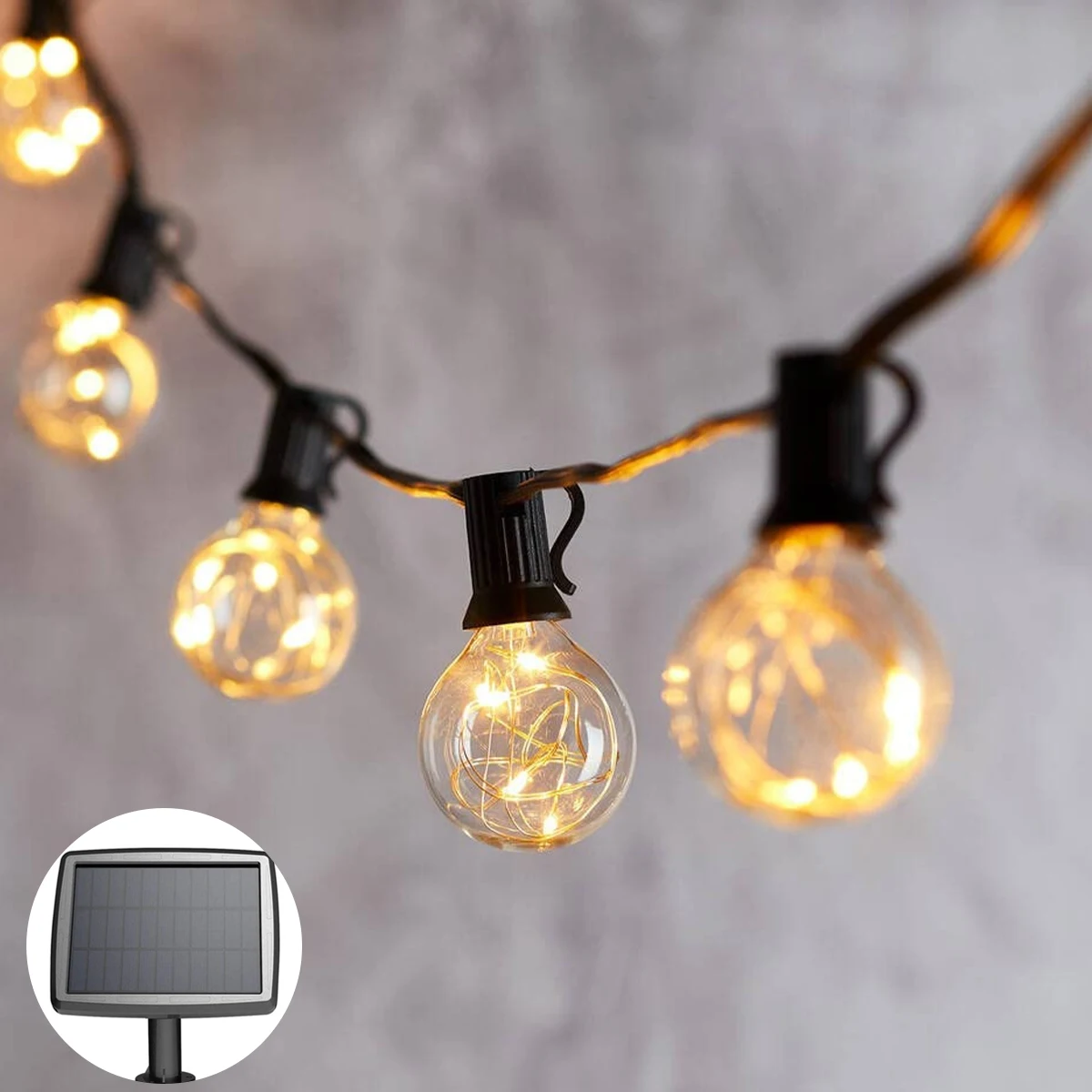 Solar String Light Outdoor Garland Light G40 Bulb LED Globe Fairy String Light Wedding Garden Party Christmas Decor Solar Lights