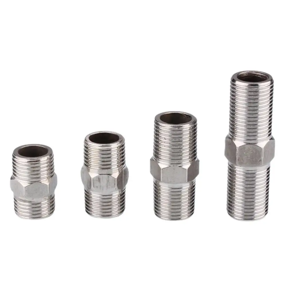 201 Stainless Double Male Thread Connecter Thickened Multiple Specifications Stainless Steel Hex Nipple Male Thread Connector