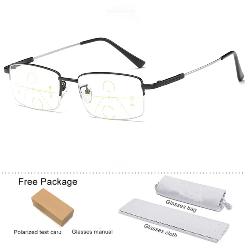 نظارات قراءة تقدمية متعددة البؤر من التيتانيوم النقي للرجال والنساء، نظارات تعديل تلقائي مضادة للضوء الأزرق وثنائية الاستخدام #6