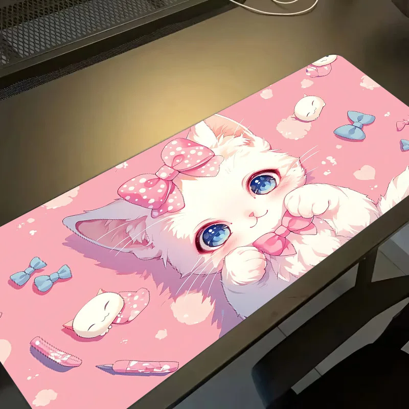 Mouse Pad Mousepad Pink Cute Kitten Computer Table Mat Desktop Mouse Mat Xxl Pc Accessory Desk Pad Room Decoration Rubber Pad