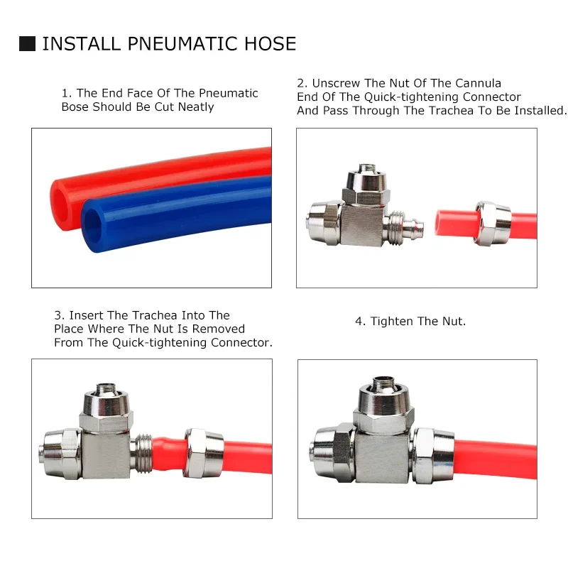 30PCS Pneumatic Connector KL-PE4/6/8/10/12/14/16 Quick twist Tee Copper Nickel Plated High Voltage Lock Female Fitting
