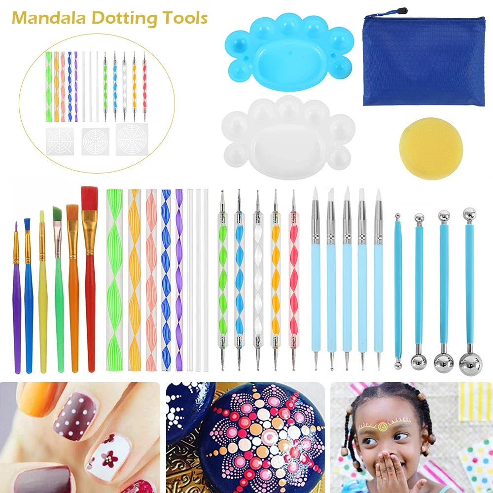 Mandala rozsianych narzędzia malowanie szablony Handwork rysunek Stylus DIY kamień tłoczenie Starter rysunek rysiki do pisania Art Kit Tools