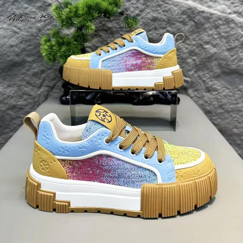 

Мужские кроссовки на массивном каблуке, дизайнерские туфли на мягкой подошве, модная повседневная спортивная обувь из кожаной ткани, дышащая спортивная обувь на увеличенной платформе