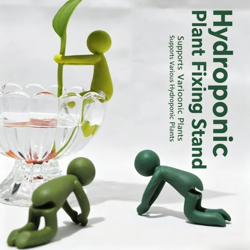 Mini Figurine Plant Support Holder Creative Little Man Shape Hydroponic Plant Fixing Stand Decorative Plant Accessory