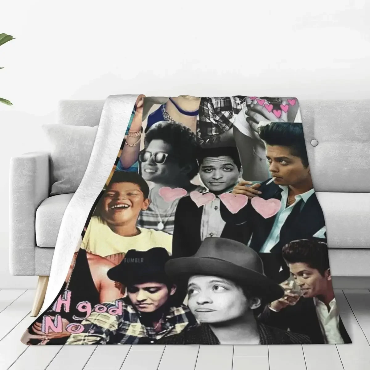 Bruno Mars Plaid Blanket Coral Fleece Plush Textile Decor Multi-function Soft Throw Blanket for Bed Bedroom Bedspread