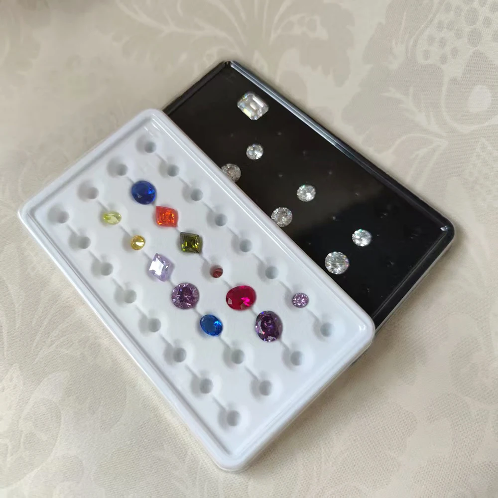 Loose Diamond Storage Box 10-12mm Beads Gem Jewelry Organizer Store Packaging Stone Case Gemstone Display Box Cover Tray 10Pcs