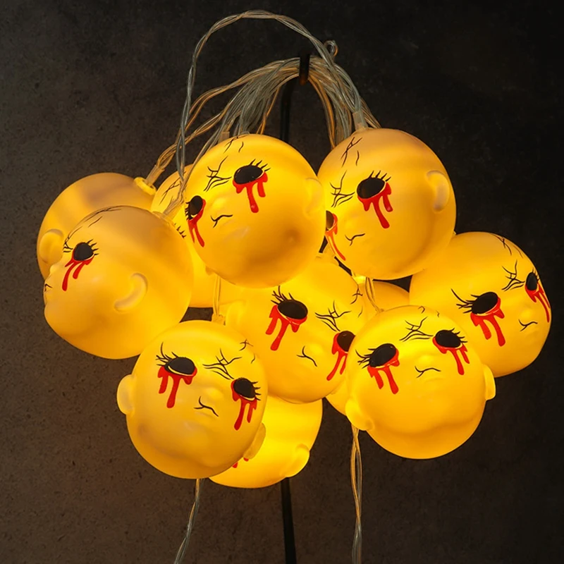 AB09-Halloween Led Light String Grimace Decoration Blood And Tears Grimace Lamp String