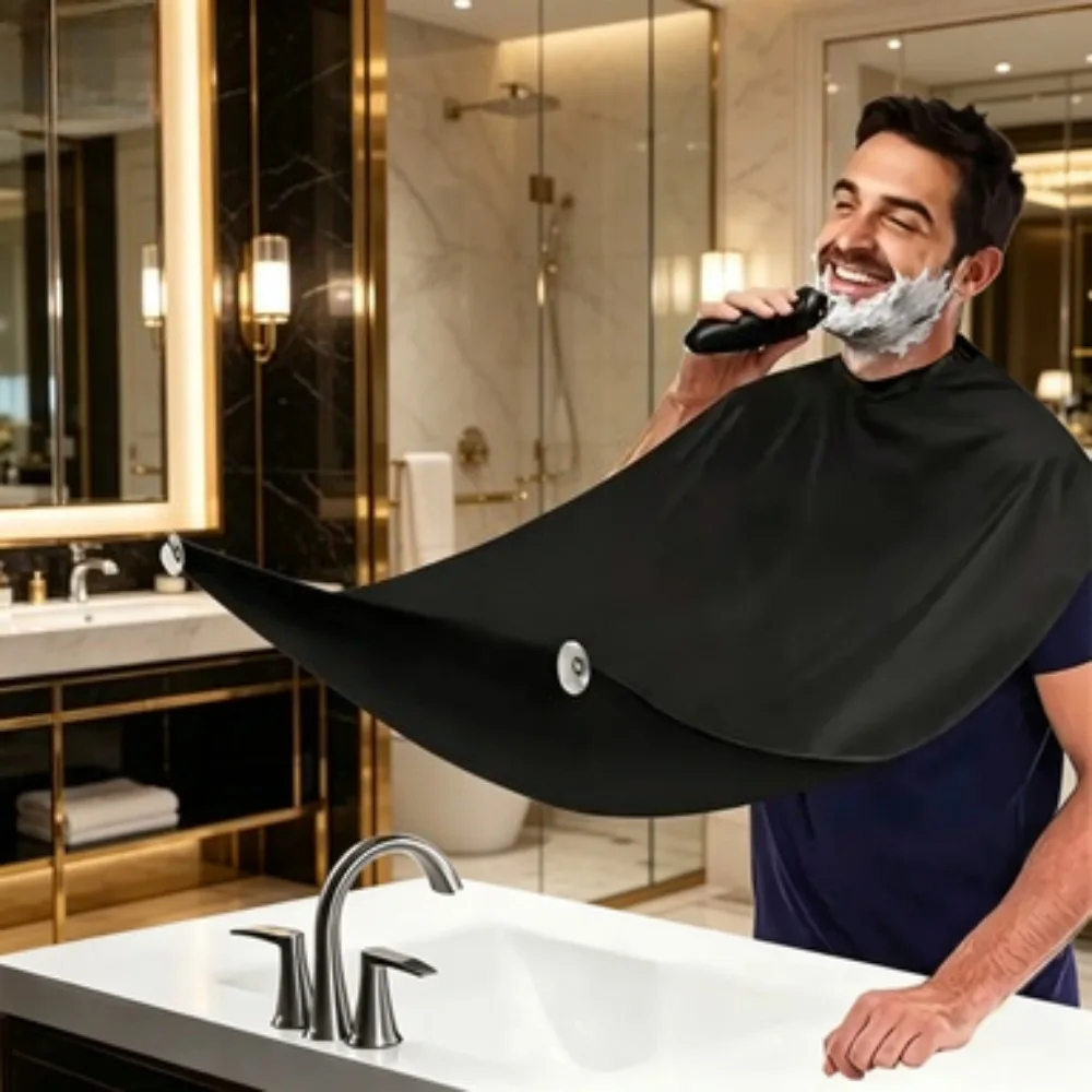 Male Shaving Aprons Creative Wall Mirror Suction Haircut Wrap Cape Home Salon Moustache Beard Shaving Apron Cleaning Bib view 3