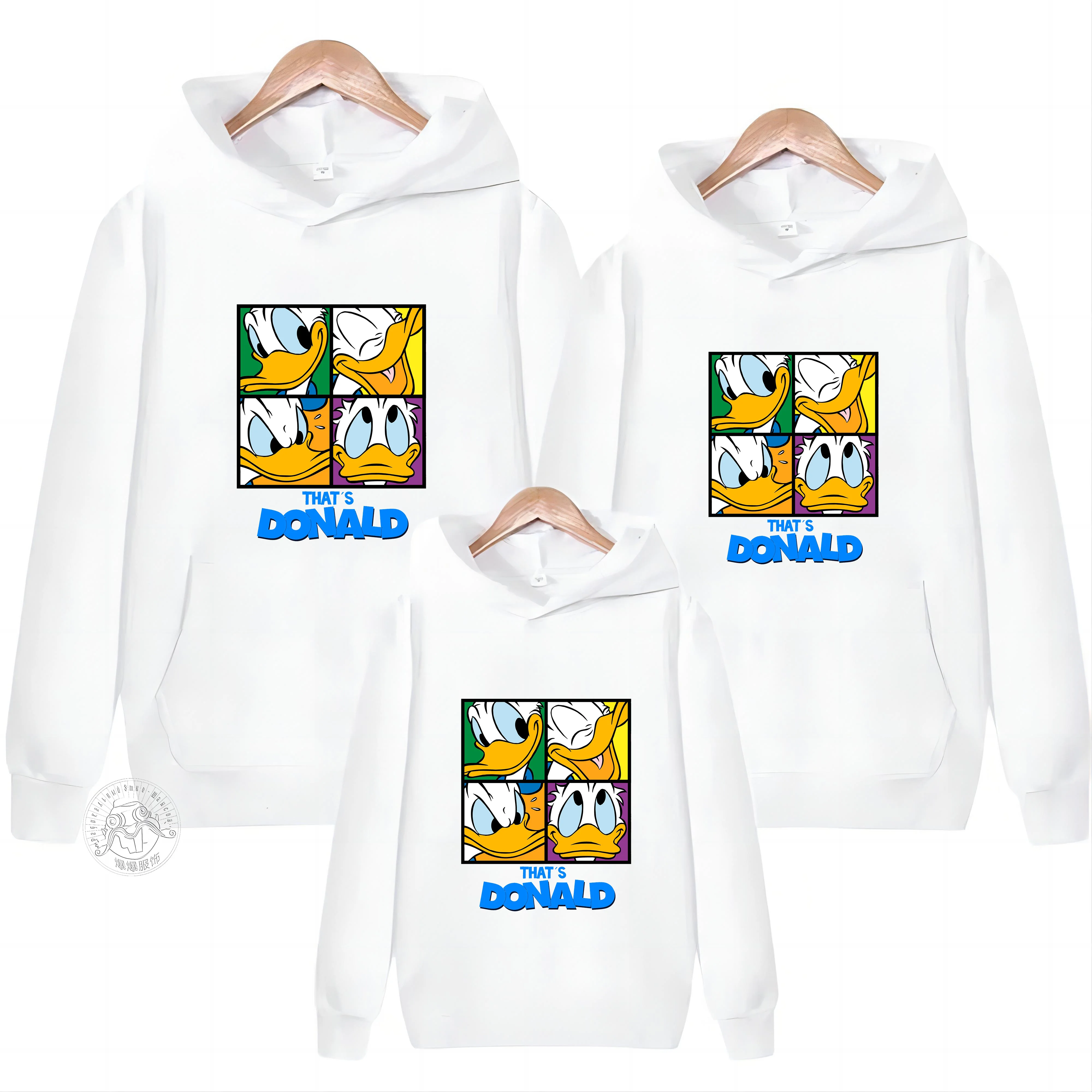 Hoodie family hoodie hoodie men and women the same spring and autumn sportswear cartoon printed graffiti Donald Duck casual