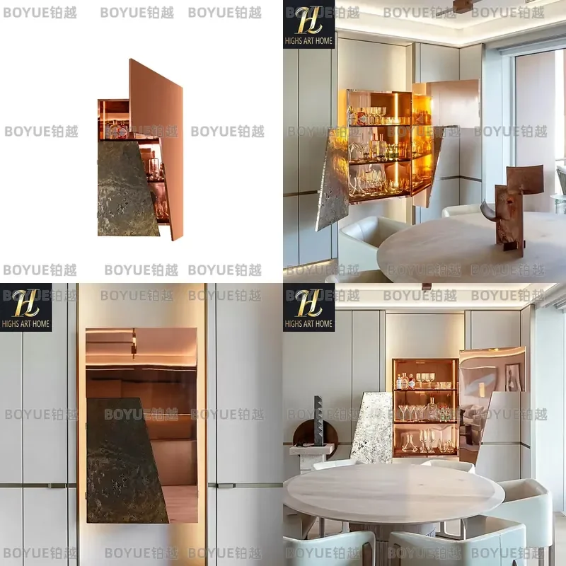 Luxury Brass Wine Cabinet Floor Standing Display Rack High End Creative Storage Shelf for Home Bar Large Capacity Modern