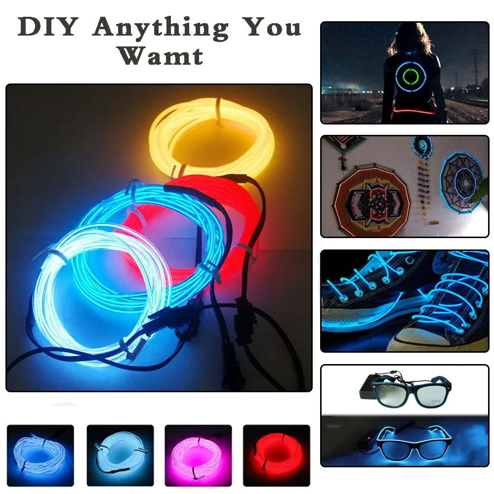 

LED Neon Christmas Ball DIY Costume Decoration Light Car Outline Night Light Bar Carnival Clothes Decoration Light 1m/3m/5m