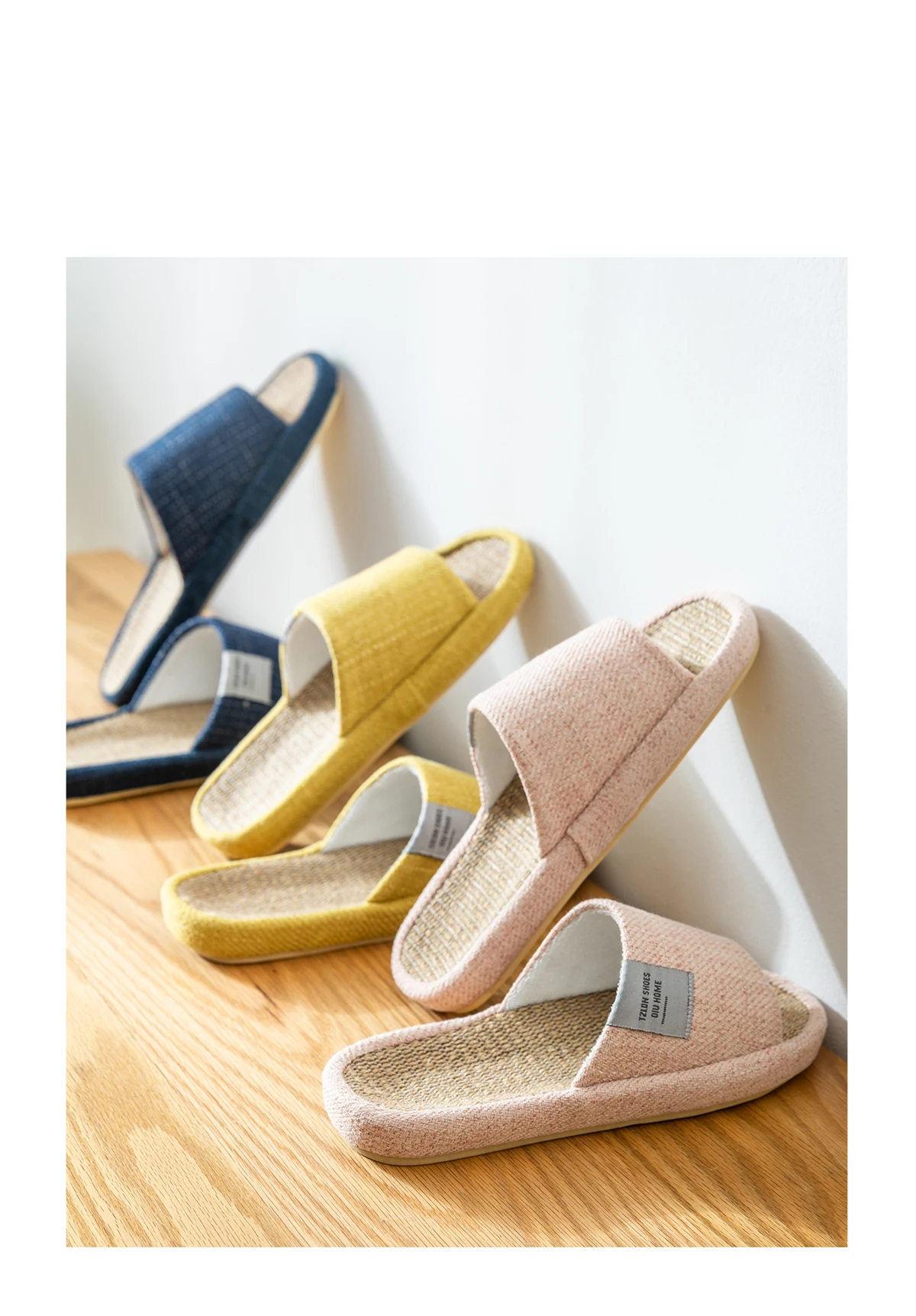 TZLDN Sommer Damen Hausschuhe Leinen Sommer Leichte Flache Sandalen Atmungsaktive Bequeme Rutschfeste Rutschen Indoor Herren Slipper – Detail 2