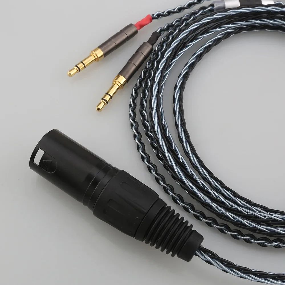 8 Core OCC Silver Plated Headphone Upgrade Cable Dual 3.5mm Balanced for Hifiman Sundara Ananda Arya HE400se Edition XS Denon AH