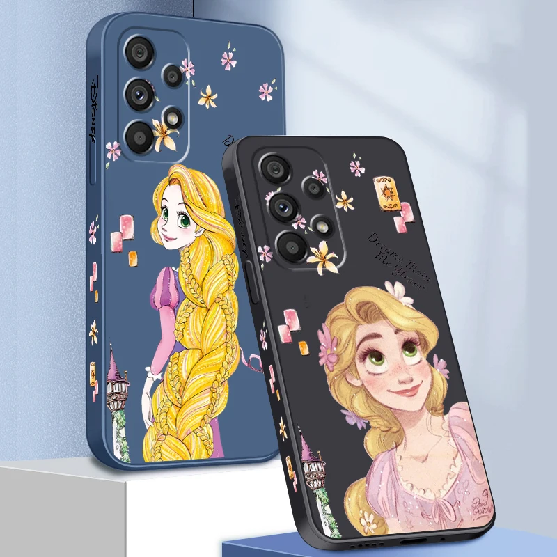 Princess Tangled Rapunze Liquid Left Rope For Samsung Note 20 10 A54 A31 A14 A03 A22 A34 A04 A24 Ultra Plus 5G Back Phone Case