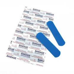 Pansements hémostatiques bleus étanches pour les travailleurs de la cuisine, patch pour les plaies, bandes de plâtre spanPl84, premiers soins, 100 pièces par ensemble