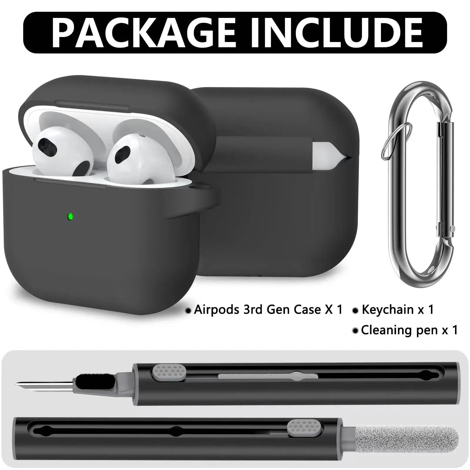 AirPods Pro Case Cover with Cleaner Kit,Soft Silicone Protective Case for Apple AirPod Pro 2nd/1st Generation Case for Women Men