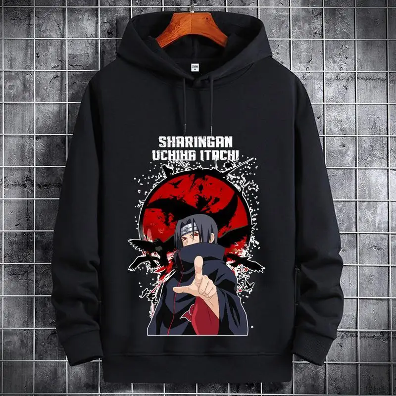 

Naruto Hot Fashion New Spring and Autumn Thin Male Student Black Hooded Print Trend Loose Casual Versatile Long-sleeved Sweater