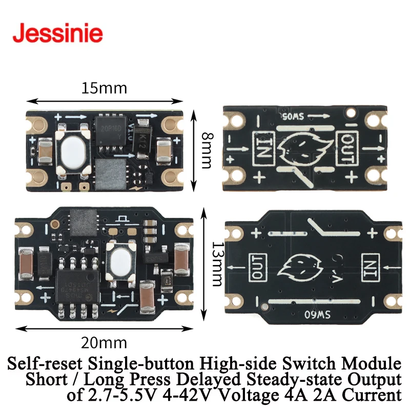 5pcs/1pc Self Resetting Single Button Module High Side Switch Delay Steady-state Output SW05 2.7-5.5V 4A SW60 4-42V 2A