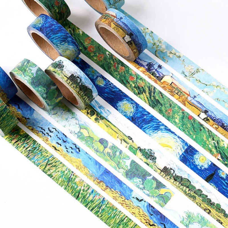 1 Roll Van Gogh Colors And Paper Tape Decorative Tape Hand Account Collage Tape Stationery Decorative Tape