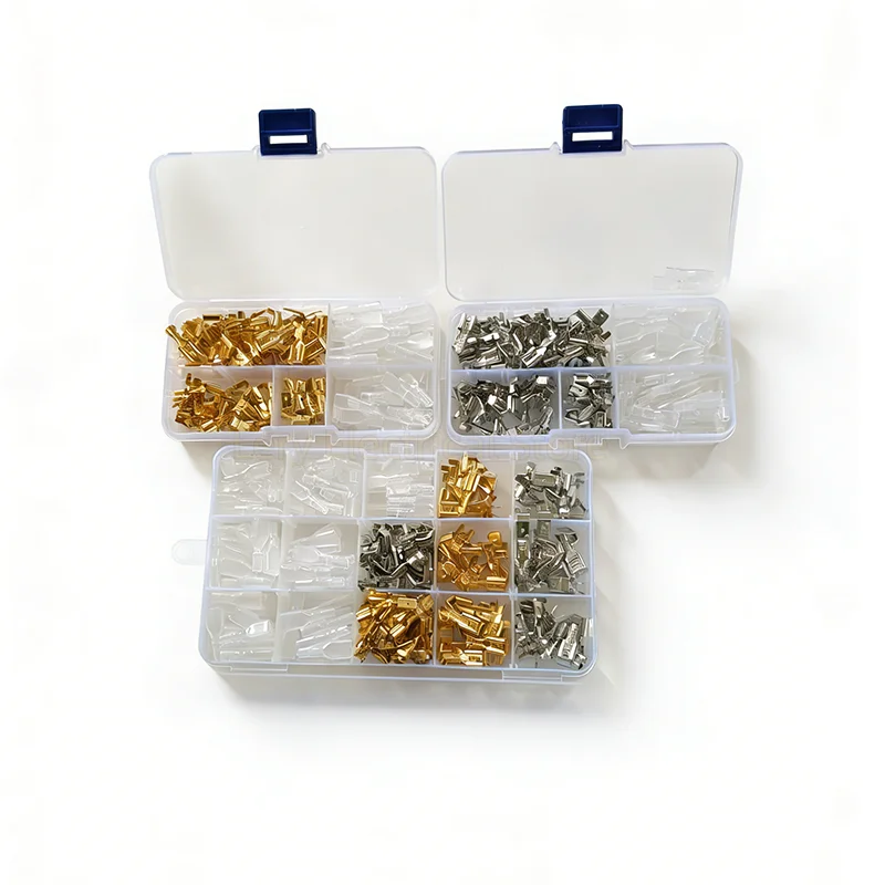 1 box 4.8/6.3mm Male Female Terminals with Insulated Sleeves Crimp Terminal Connectors Plug-in Crimp Terminals Box Pack