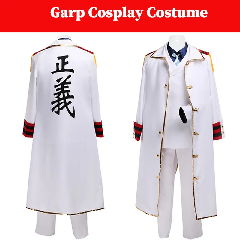 Garp Cosplay Fantasia Costume Anime Pirate Roleplay Outfits Long Coat Neck Tie Shirts Full Set Men Adult Male Halloween Suits