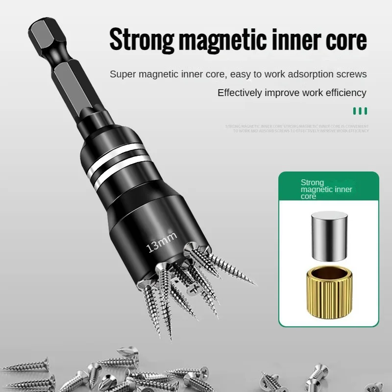 

6-14mm Strong Magnetic Socket Set 6.3mm 1/4 Rod Hexagon Screwdriver Bit Hand Electric Drill C-RV Nut Key Rotary Tool Accessories