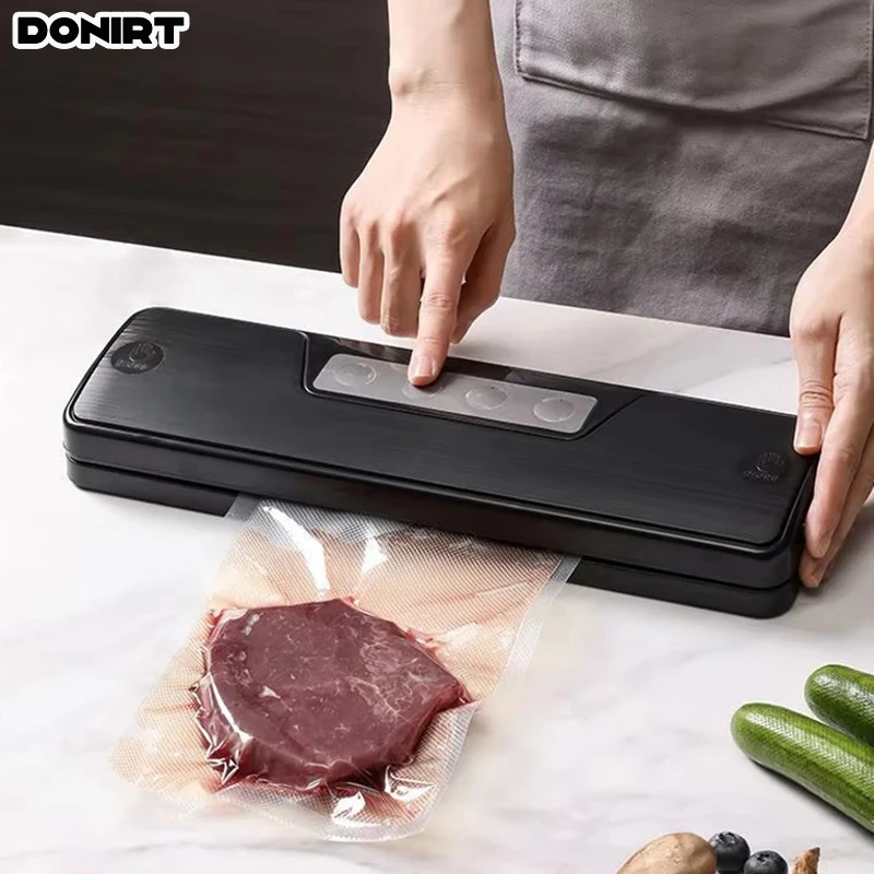 

Donirt Automatic Food Vacuum Sealer Wet or Dry Food Saver Packing Machine with 10pcs 17*25cm free bags for Sous Vide White/Black