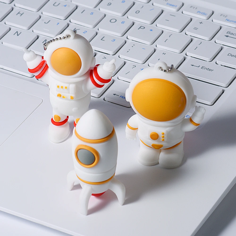 JASTER Astronaut USB Flash Drives 128GB Creative Cool Gift Pen Drive 64GB Free Key Chain Memory Stick 32GB White Pendrive 16GB