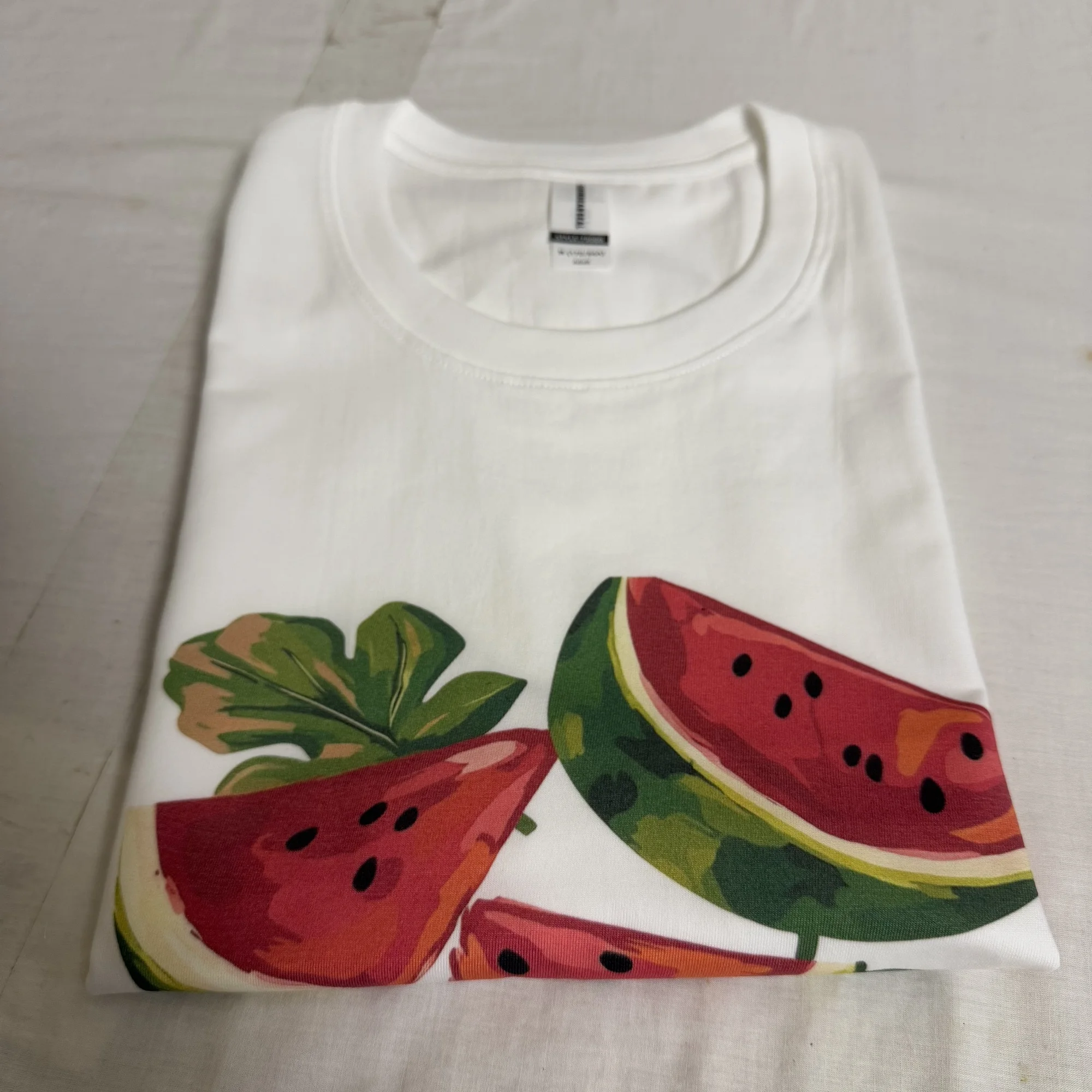 Watermelon Pattern round Neck T-shirt for Women Short Sleeve Aesthetic Streetwear Cottagecore Graphic Top Female Clothing