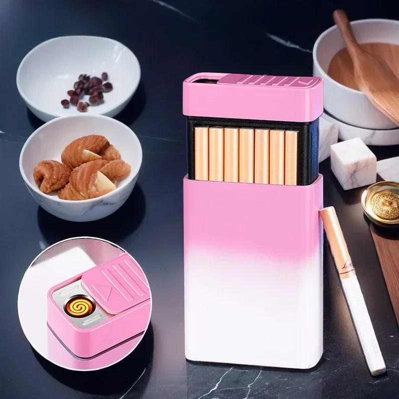 Magical Magic Cigarette Box Cigarettes Will Disappear USB Lighter Windproof Tungsten Wire Funny 20 Pack Electric Lighters Gifts