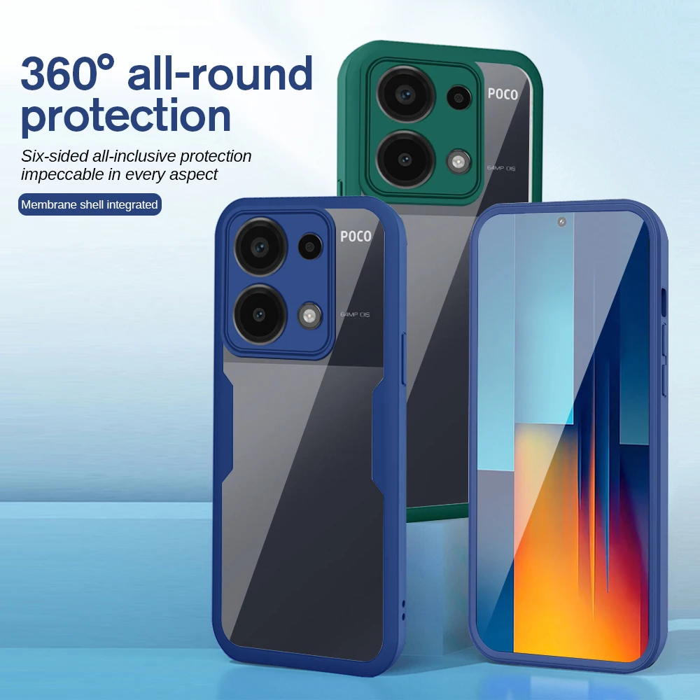 Pocco Poko Little M 6 Pro M6Pro 4G Case Clear PET+PC Shockproof Coque For Xiaomi Poco M6 Pro 4G 2024 Double-Sided Protect Coque