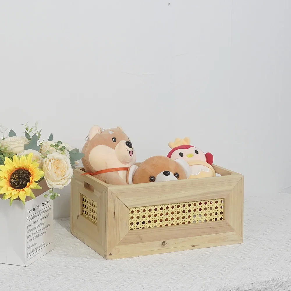 Vintage desktop storage rack supermarket fruit wooden frame window decoration small wooden box sundries