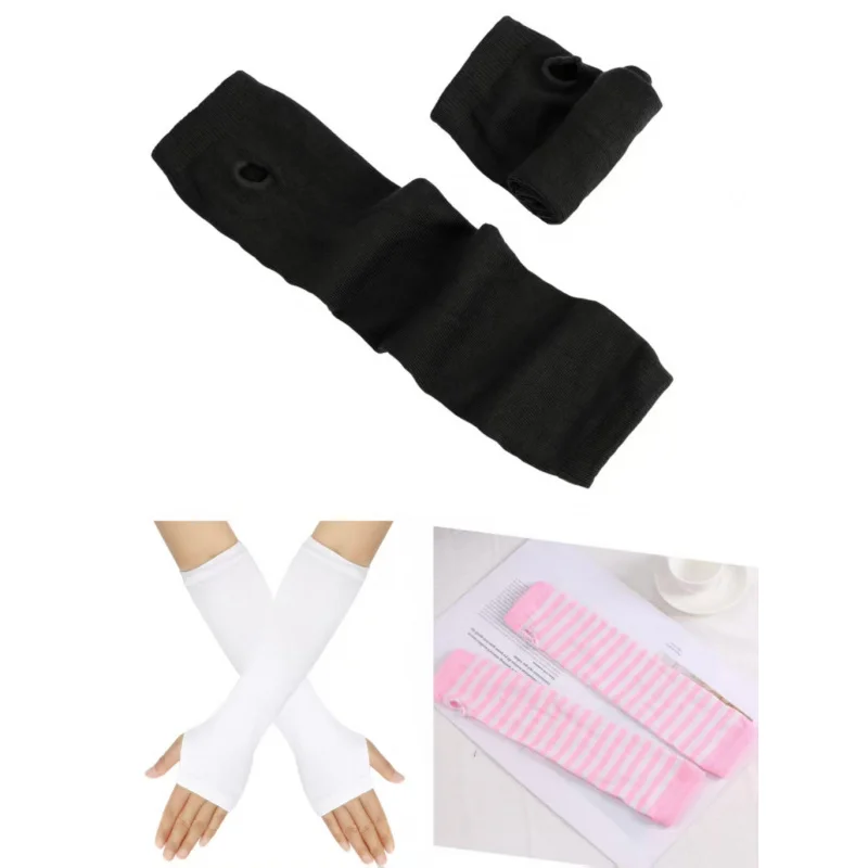 3-pairs-set-women-fingerless-long-knit-arm-warmers-fashion-striped-wrist-cuffs-for-cosplay-party-sleeve-black-halloween-costume