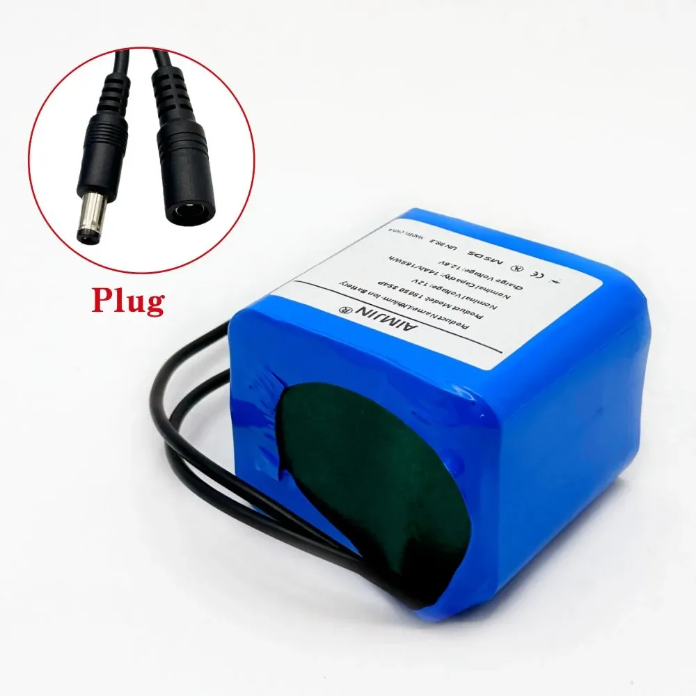 

12v 3S4P 20Ah Fishing Battery Portable 12V Battery Rechargeable Lithium Ion Battery Pack Capacity DC 12.6v Cam Monitor+Charger