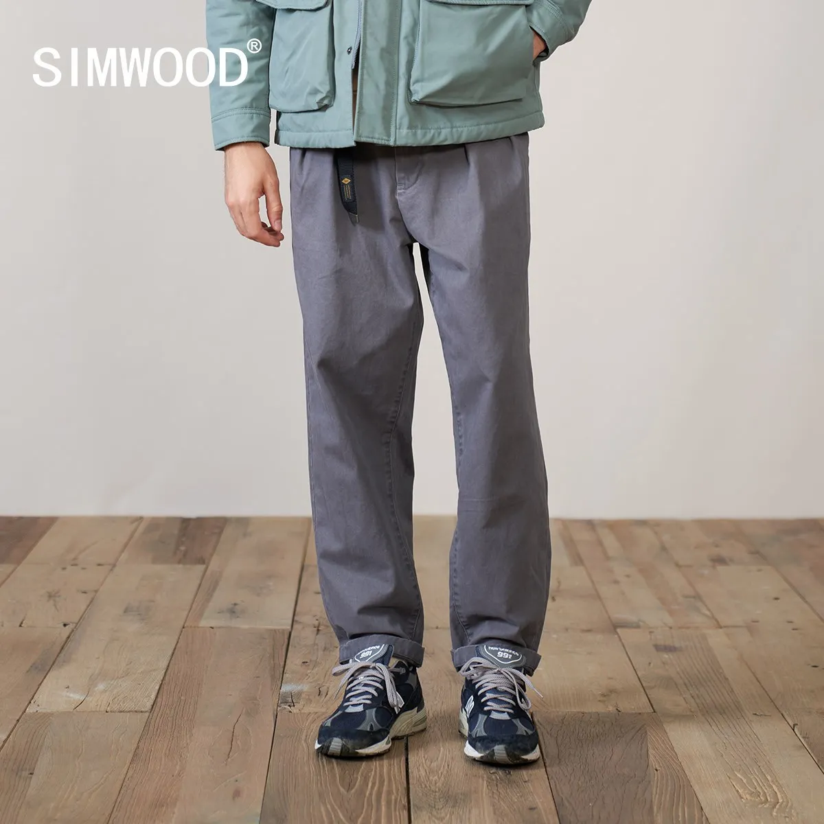 SIMWOOD 2024 Autumn Winter New Oversize Chinos Pants Men Heavyweight 100% Cotton Loose Trousers Plus Size Brand Clothing