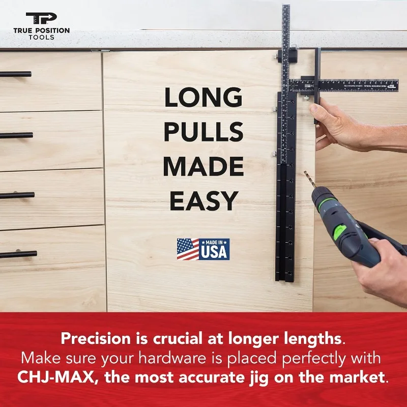 MAX Cabinet Hardware Jig installa tiranti lunghi e fori per perni dello scaffale realizzati negli stati uniti calibrati a mano da strumenti di posizione reale