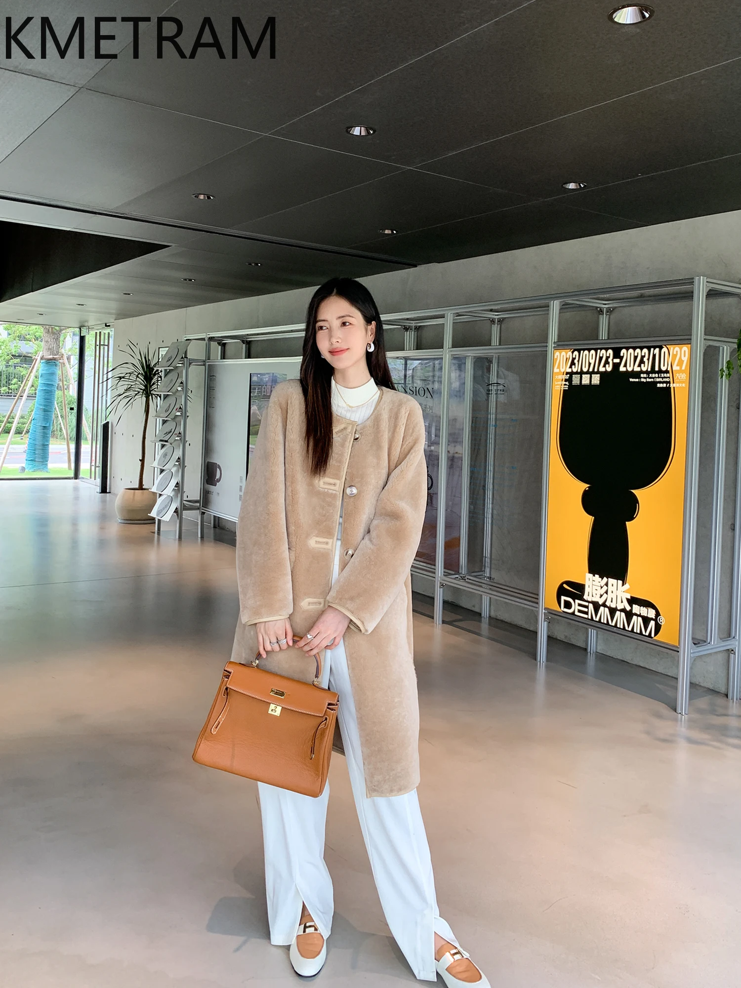 Natürliche Merinowolle Schaffell Doppelseitige Pelzjacke Frauen Mode Kamel Lange Echtpelzmantel Winter Frau Kleidung 2025, abrigos