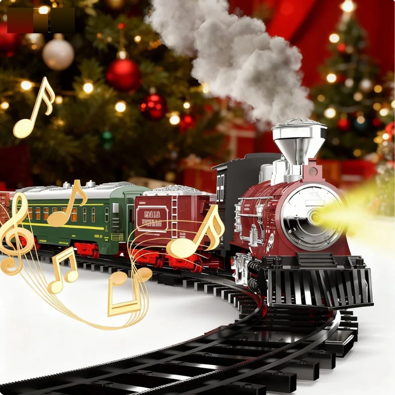 

2026 Новый набор игрушечных поездов в виде рождественской елки со световыми и звуковыми эффектами, подходит для детей в возрасте от 3 до 8 лет и старше