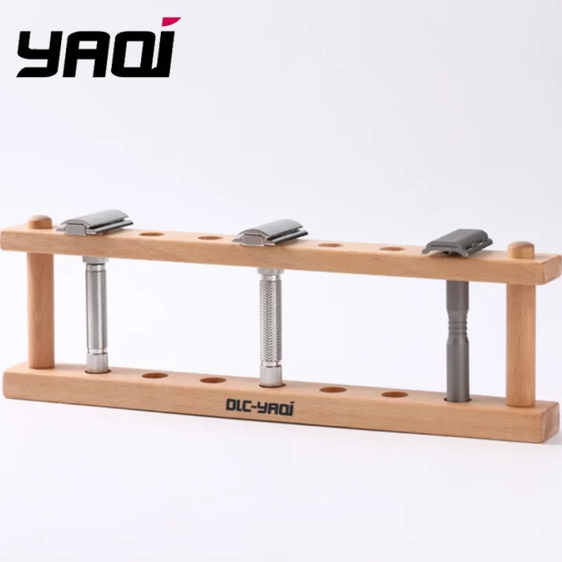 YAQi Beech Wood Razor Holder For Safety Razors stand tools Men travel Hair Style Beard Comb Accessory