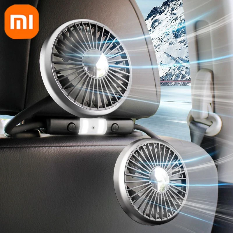 

Xiaomi Car USB Fan Dual Head Cooling Air Fan Independent Switch 3-Speed 360 Degree Adjustable Auto Headrest Fan For Rear Seat