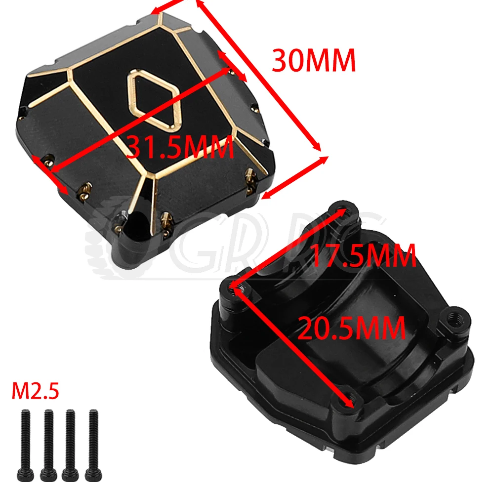 Mosiężna czarna powłoka przednia i tylna oś obudowa trzeciego członka z pokrywą na samochód terenowy Axial 1/10 SCX10 PRO części zamienne