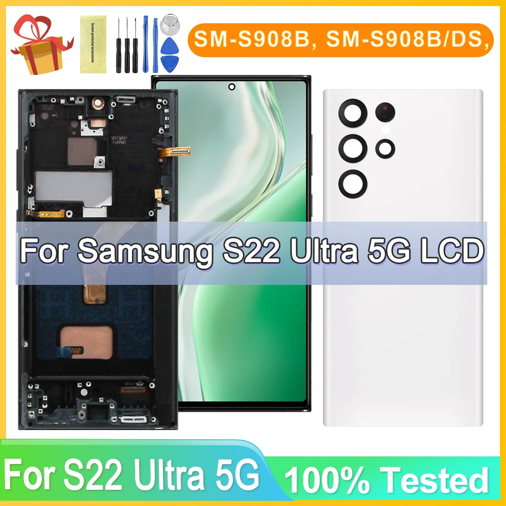 

TFT LCD Display Touch Screen Digitizer Assembly, Samsung S22 Ultra, S908, S908B, S908U, S908W, S908E, S22Ultra, New Quality