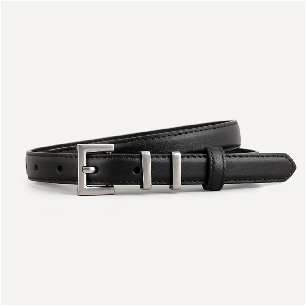 

Korean Style Leather Belts for Ladies Silver Color Buckle Adjustable Belts Fashion Slim Waistbelt for Jeans Dress Coat