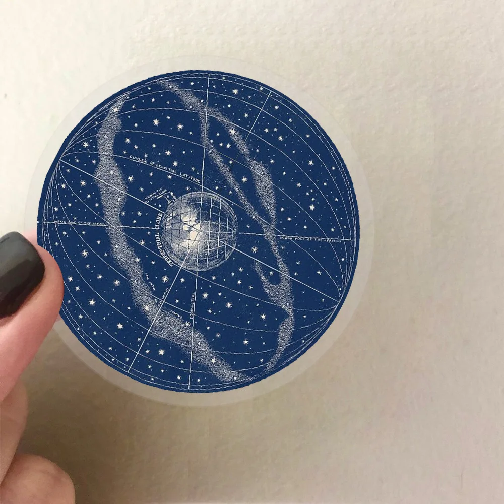 50Pcs/Set Aesthetic Galaxy Stickers, Watercolor Space Moon Sun Planet Vinyl Stickers, Waterproof PET Decals Astrology Decor