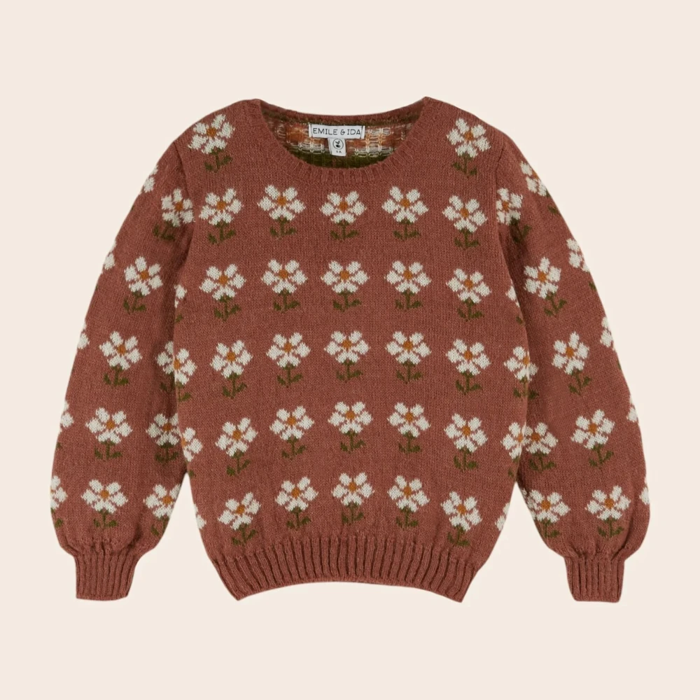 سترة الأطفال 25 الخريف والشتاء EM نمط جديد الفتاة محبوك سترة الأطفال سروال قصير زهرة بذلة فتاة اللباس #2