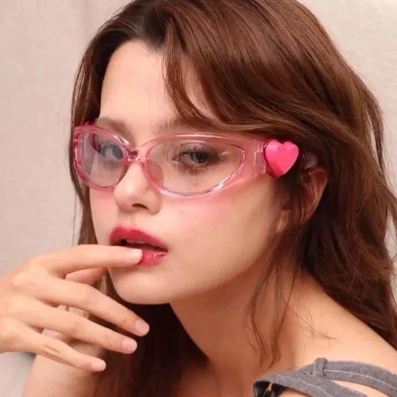 

Y2K Heart Sunglasses Retro Punk Oval Shades - Colorful Mirror Lens Women Men Unisex Flower Goggles Trendy