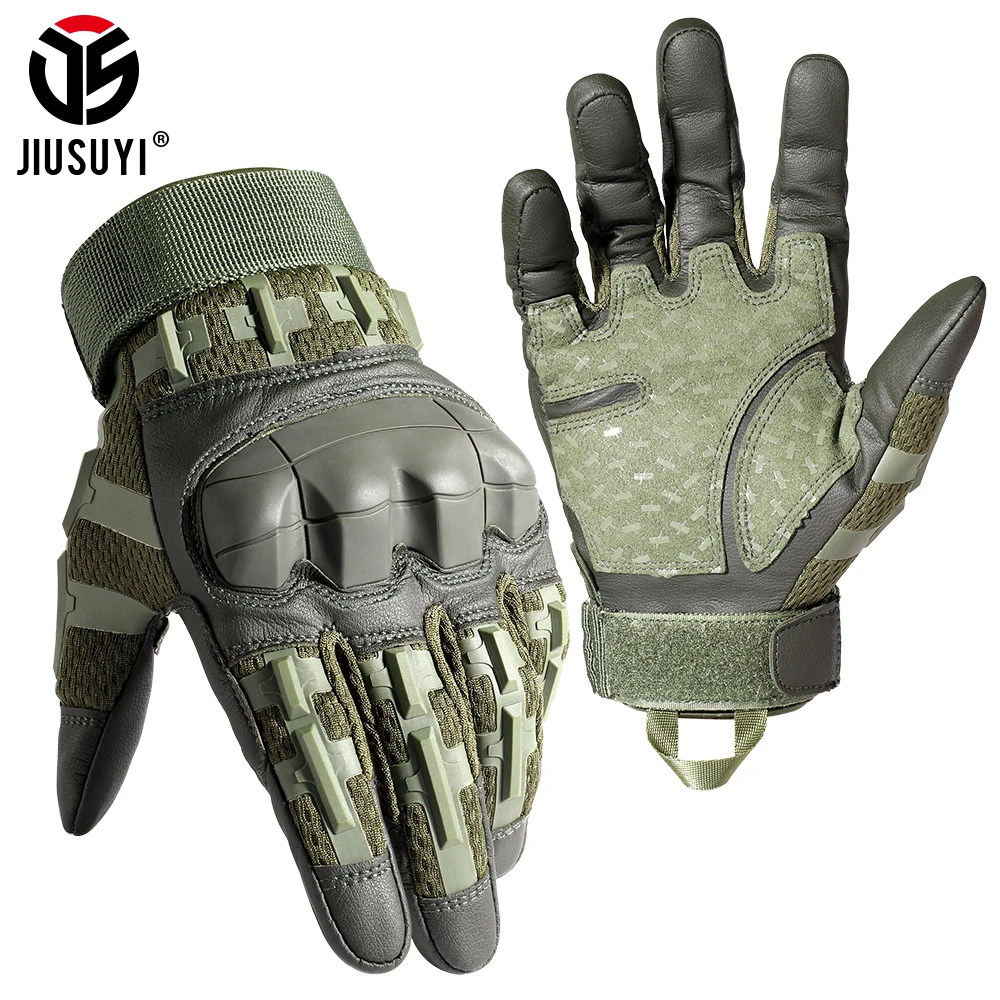 Tactical Full Finger Gloves TouchScreen PU Leather Combat Shooting Hunting Airsoft Hiking Work Cycling Anti-skid Protective Gear